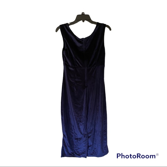Vintage Style Size Large Navy Velvet Dress - Picture 2 of 4
